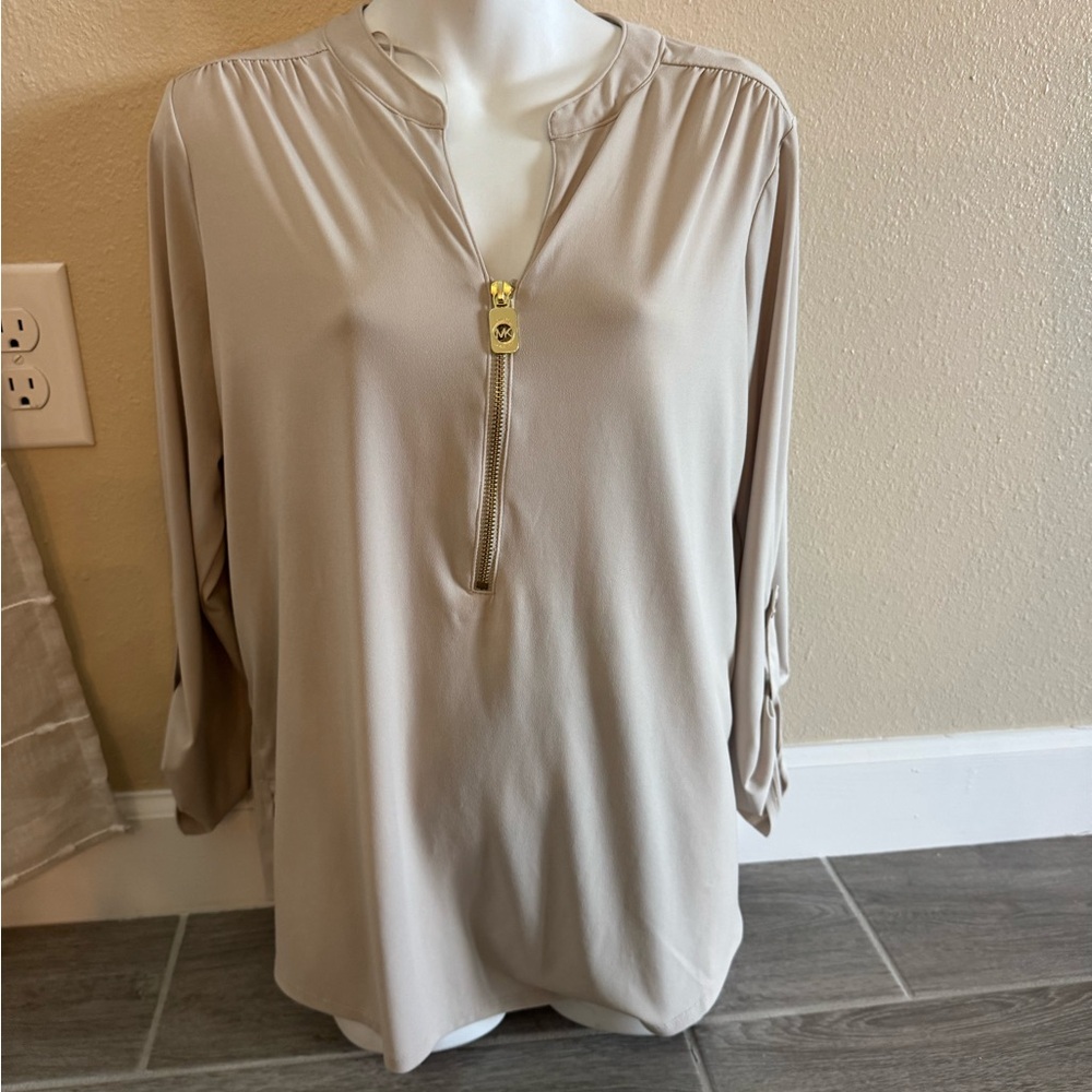 Michael Kors Beige Zipper Blouse